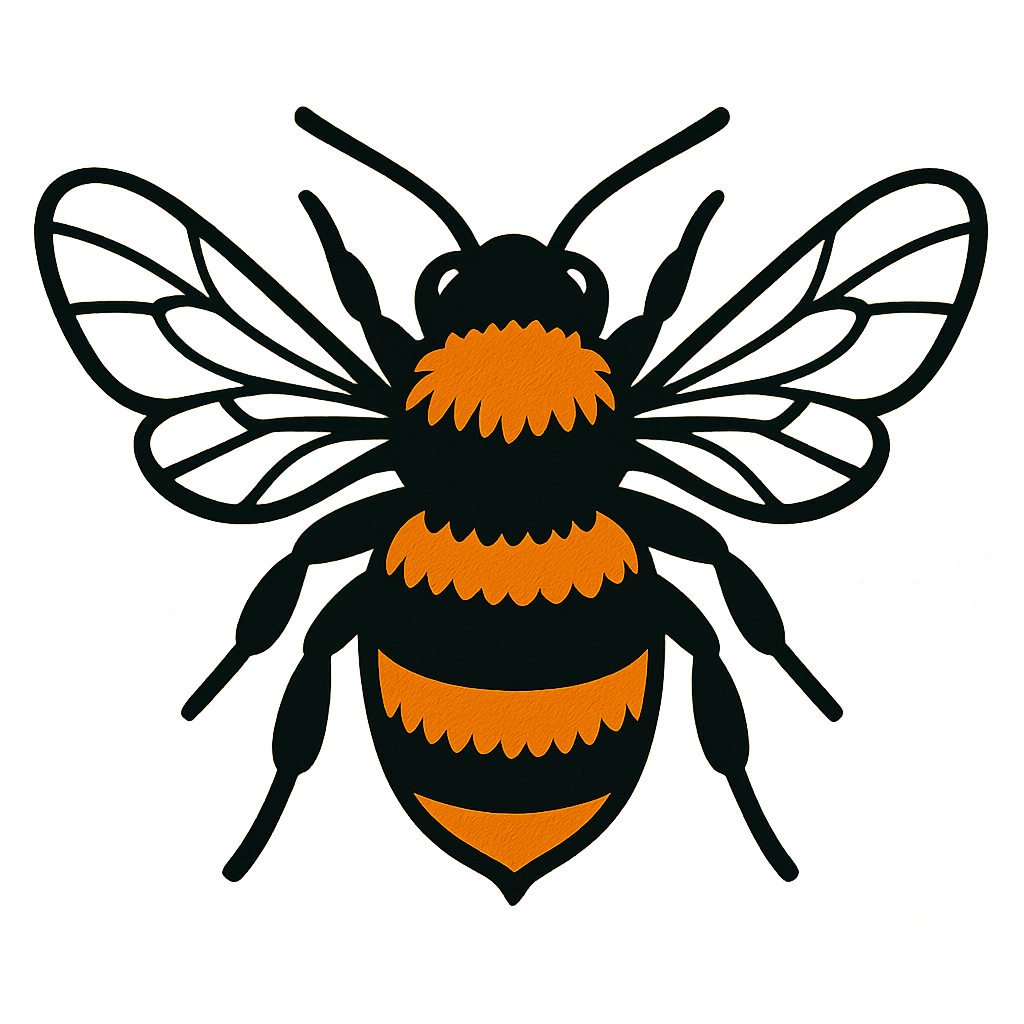 British bumble bee identification chart showing UK species and flower visits