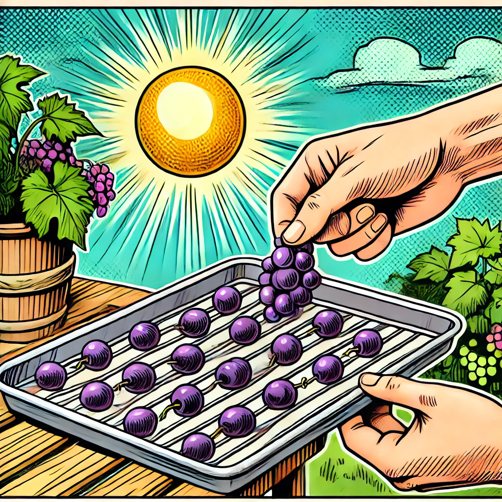 Placing Grapes in a Sunny Spot for Drying