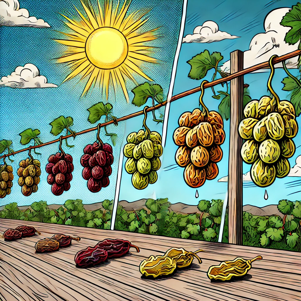 Turning Grapes Regularly for Even Sun Drying