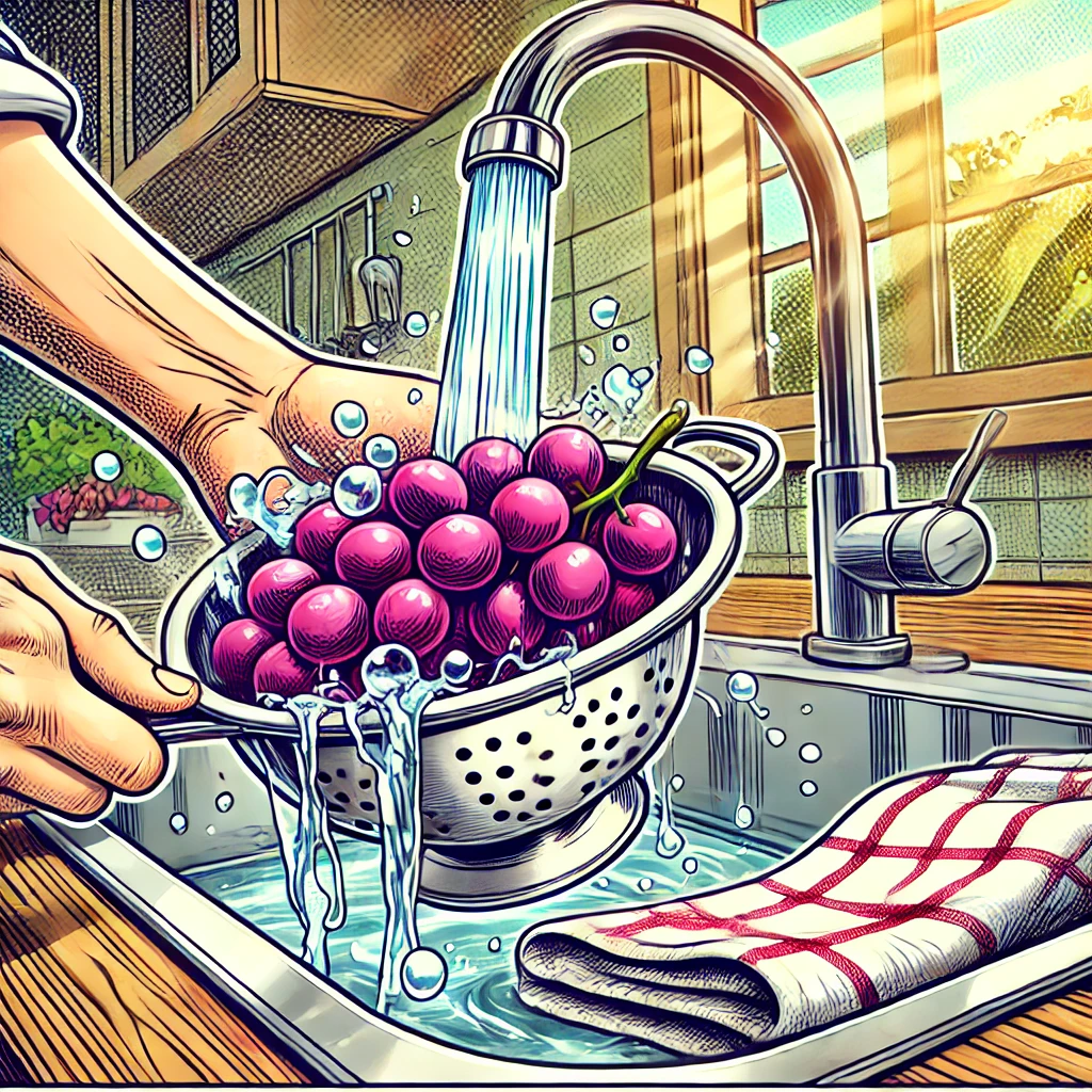 Washing and Drying Grapes for Dehydration