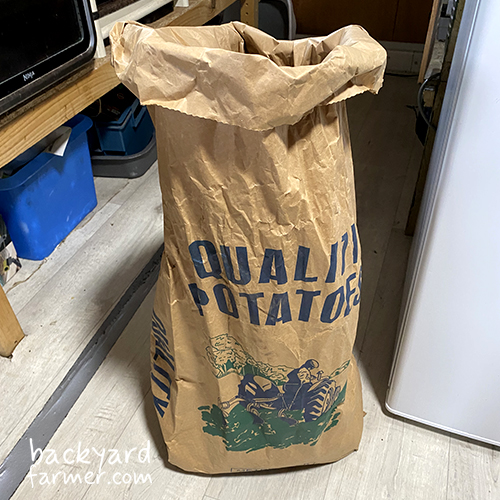 brown paper bag for storing potatoes