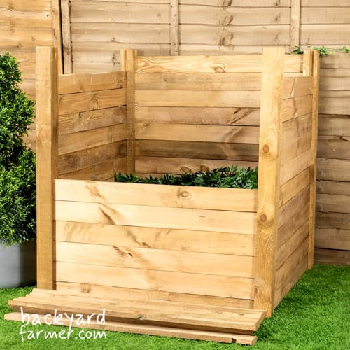 Easy load wooden compost bin